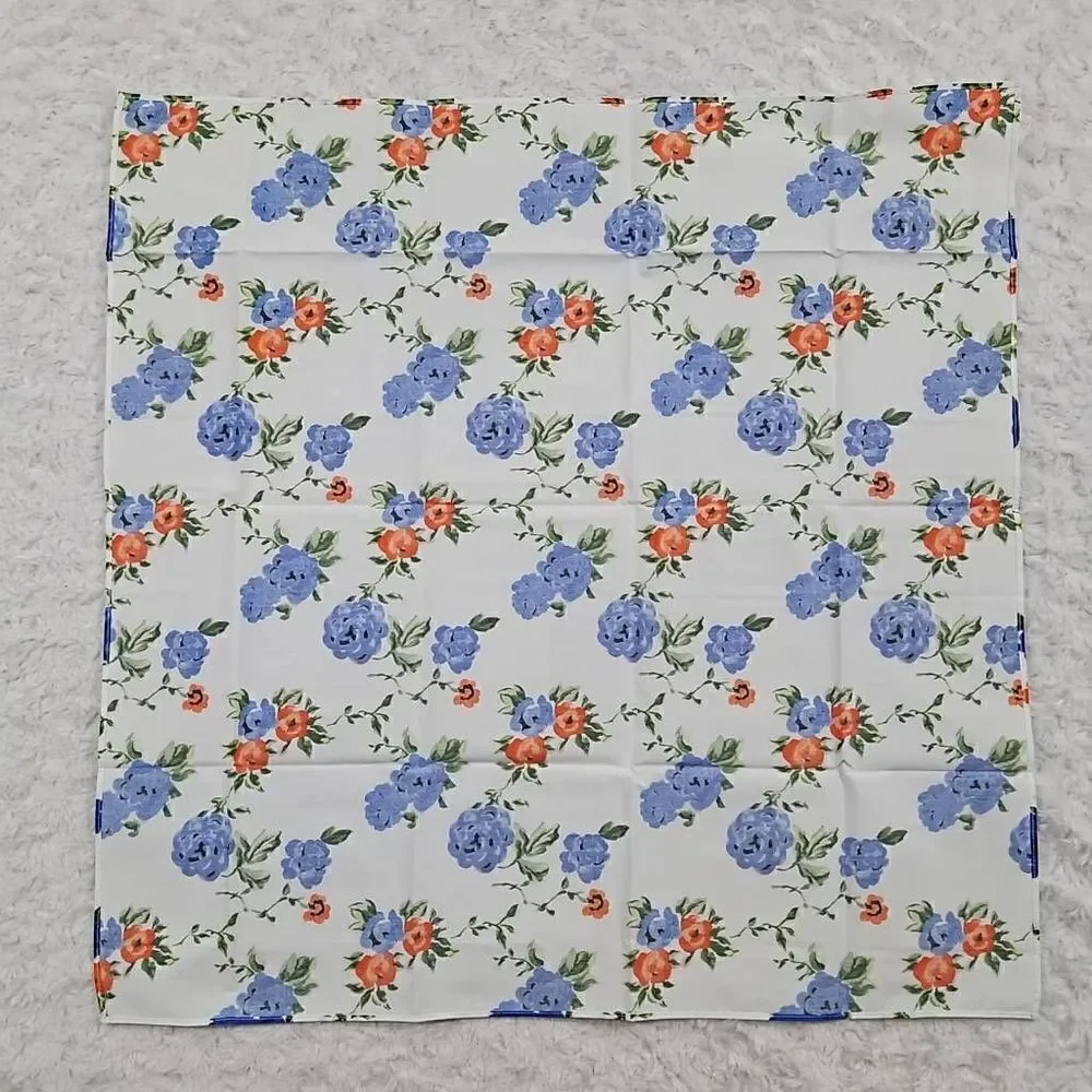 Lemlem Blue and Red Floral Purse Scarf 22.5